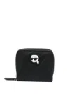 Karl Lagerfeld Ikonik Leather Passport Holder In Black