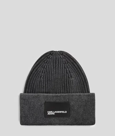 Karl Lagerfeld Washed Beanie In Black