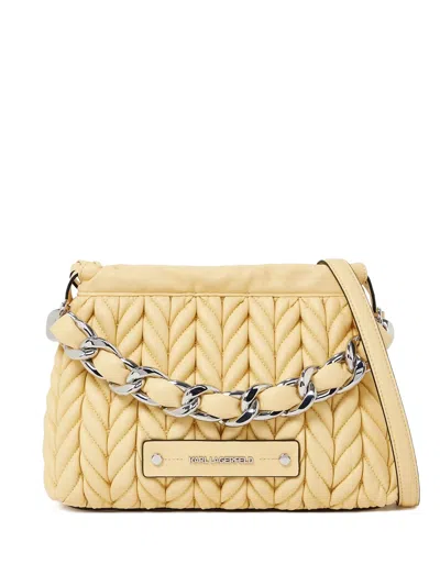 Karl Lagerfeld Wave S Yellow Puffer Bag Cad Silver