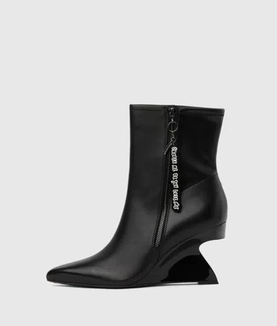 Karl Lagerfeld Waverly Midi Zip Boots In Noir Mono