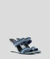 Shop Karl Lagerfeld Waverly Twin Strap Denim Heeled Sandals