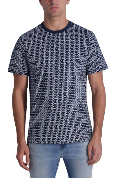 Karl Lagerfeld Wavy Print Short Sleeve T-shirt In Navy