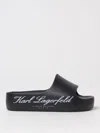 Karl Lagerfeld Logo-print Flat Slides In Black