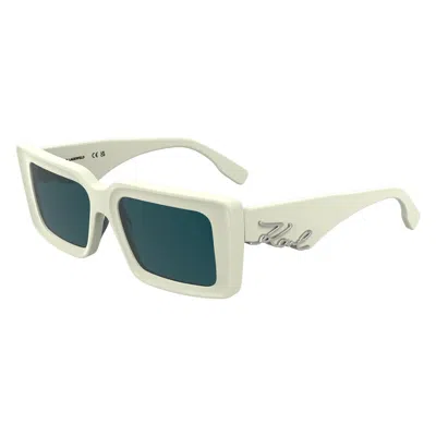 Karl Lagerfeld White Acetate Sunglasses In Blue