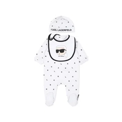 Karl Lagerfeld White Babygrow Suit For Babykids With Logo
