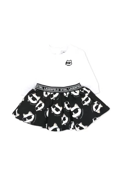 Karl Lagerfeld White Dress For Baby Girl With Choupette In Multi