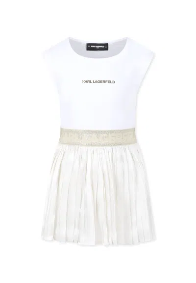 Karl Lagerfeld Kids' White Dress For Girl With Logo