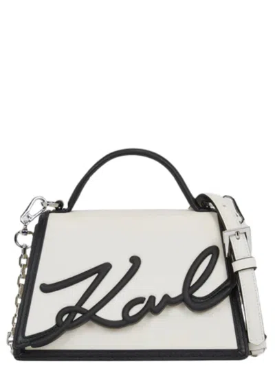 Karl Lagerfeld White K/signature Small Satchel In Multi