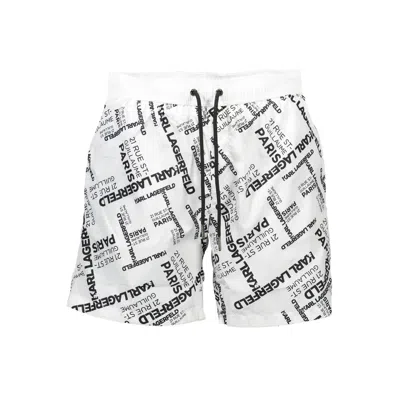 Karl Lagerfeld Logo-print Drawstring Swim Shorts In White