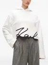 Karl Lagerfeld White Signature Hem Hoodie In White