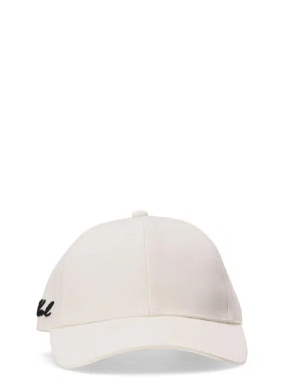 Karl Lagerfeld White Signature Logo Baseball Hat