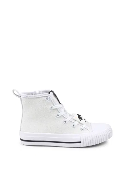 Karl Lagerfeld Kids' White Sneakers For Girl With Choupette And