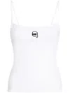 Karl Lagerfeld White Strap Top With 3d Logo In White