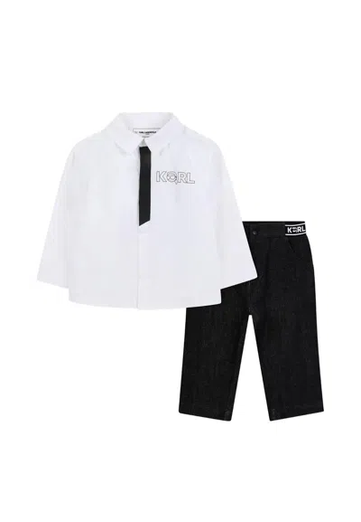 Karl Lagerfeld White Suit For Baby Boy With Logo