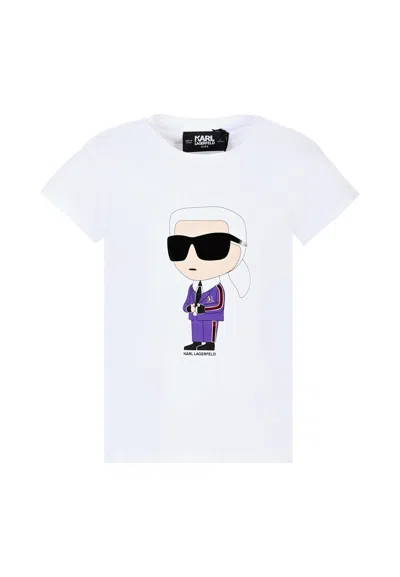 Karl Lagerfeld Kids' White T-shirt For Girl With