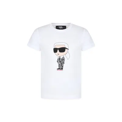 Karl Lagerfeld White T-shirt For Kids With Karl