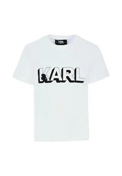 Karl Lagerfeld White T-shirt For Kids With Logo