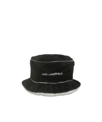 Karl Lagerfeld Wide Brim Bucket Hat In Black
