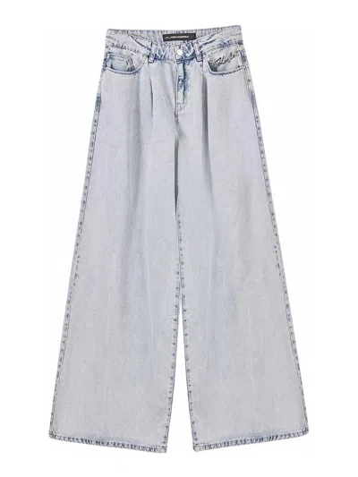Karl Lagerfeld Wide Leg Blue Denim Pants