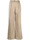 Shop Karl Lagerfeld Wide-leg Cotton Trousers In Neutrals
