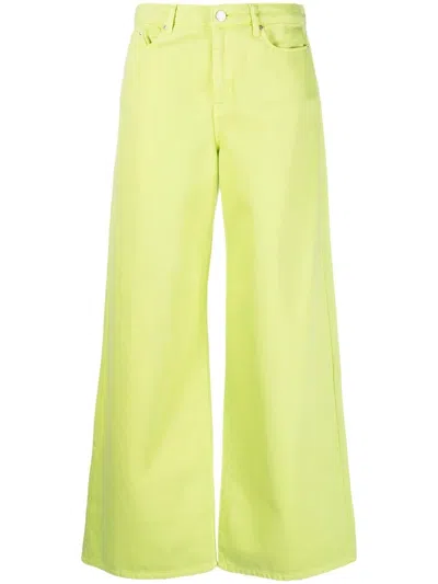 Karl Lagerfeld Wide-leg High-waist Jeans In Green