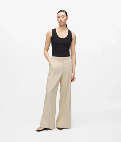 Karl Lagerfeld Wide Leg Linen Blend Pants In Neutral