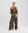 Karl Lagerfeld Printed Wide-leg Trousers In Black