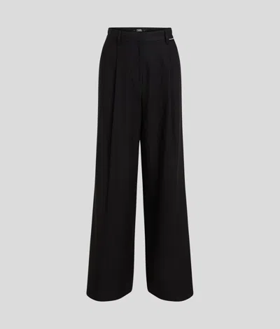 Karl Lagerfeld Wide Leg Pants In Black