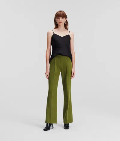 Karl Lagerfeld Wide-leg Tailored Trousers In Green