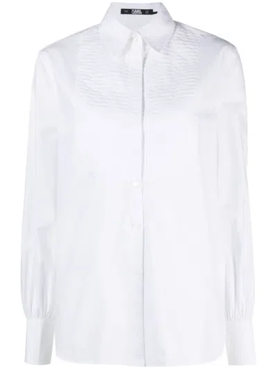 Karl Lagerfeld Wide-sleeves Necktie Shirt In White