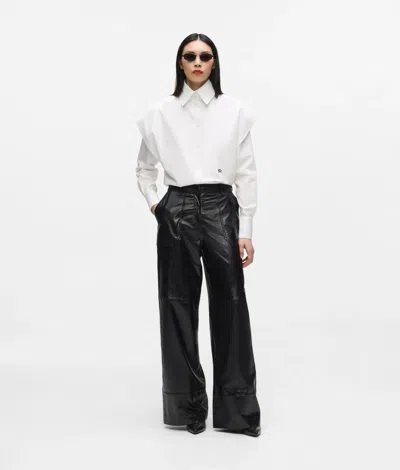 Karl Lagerfeld Wide-leg Leather Pants In Black