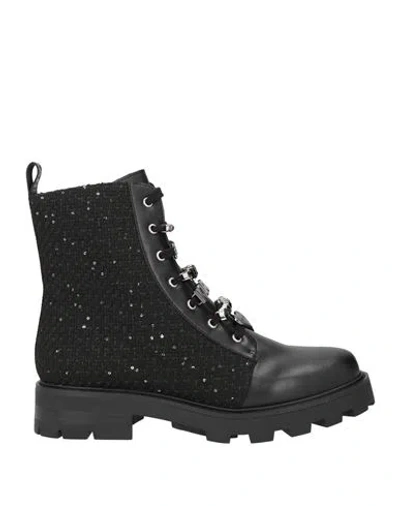 Karl Lagerfeld Woman Ankle Boots Black Size 6.5 Textile Fibers, Synthetic Fibers