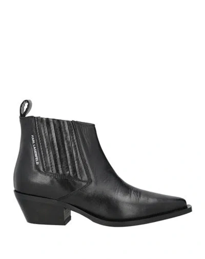 Karl Lagerfeld Woman Ankle Boots Black Size 7 Leather