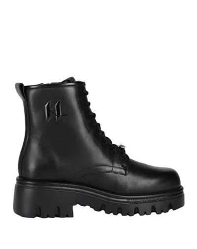 Karl Lagerfeld Woman Ankle Boots Black Size 10 Leather