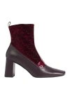 Karl Lagerfeld Woman Ankle Boots Burgundy Size 7 Soft Leather, Textile Fibers In Red