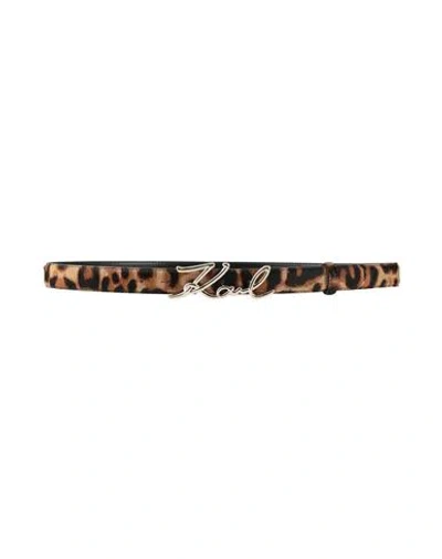 Karl Lagerfeld Woman Belt Beige Size 30 Leather In Brown