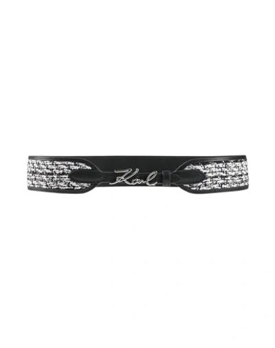 Karl Lagerfeld Woman Belt Black Size Onesize Cow Leather, Cotton, Acrylic, Polyester