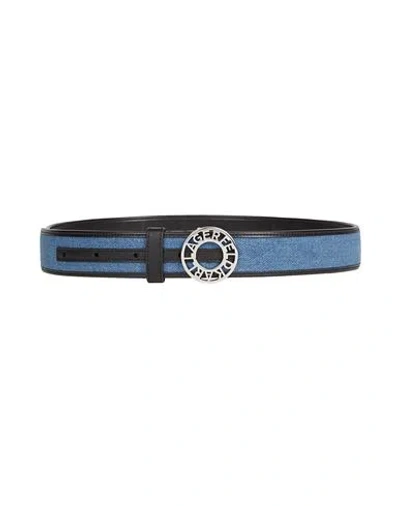 Karl Lagerfeld Woman Belt Blue Size S Cotton, Leather, Polyester