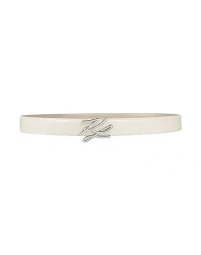 Karl Lagerfeld Woman Belt Ivory Size 38 Leather In White