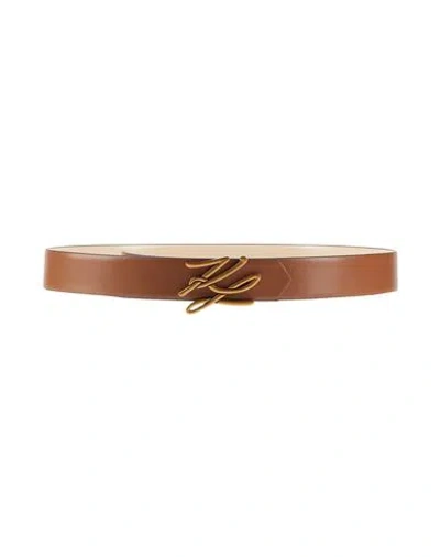 Karl Lagerfeld Woman Belt Tan Size 34 Leather In Brown