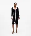 Karl Lagerfeld Contrast-collar Button Knit Dress In Black