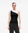 Karl Lagerfeld Asymmetric-lapel Top In Black