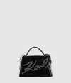 Karl Lagerfeld Small Signature Studded Cross Body Bag In Black