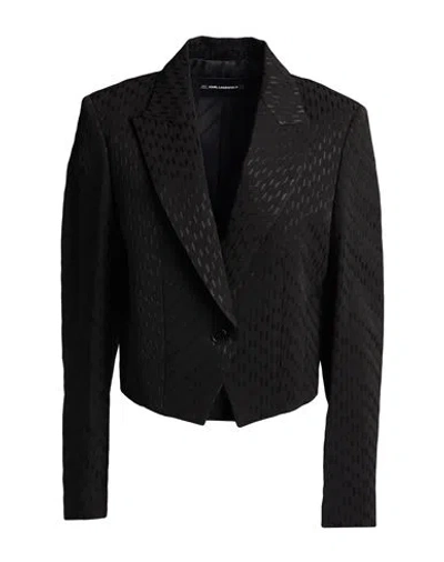Karl Lagerfeld Woman Blazer Black Size 10 Acetate, Polyamide, Viscose