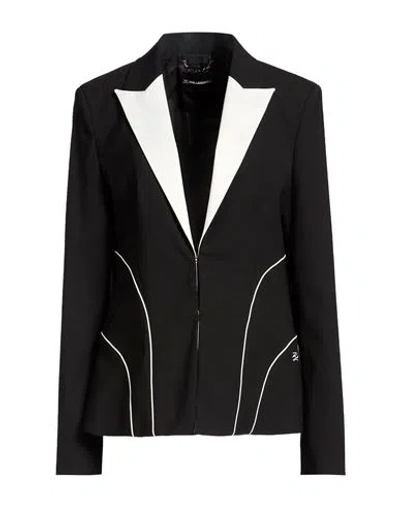 Karl Lagerfeld Woman Blazer Black Size 10 Polyester, Wool, Elastane