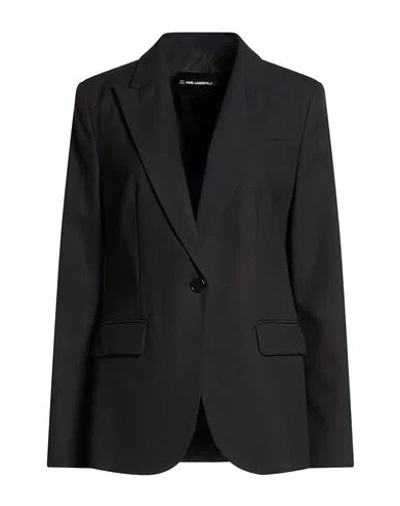 Karl Lagerfeld Woman Blazer Black Size 12 Polyester, Viscose, Elastane