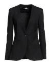 Karl Lagerfeld Woman Blazer Black Size 2 Viscose, Polyamide, Elastane In Black