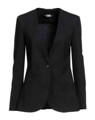 Karl Lagerfeld Woman Blazer Black Size 2 Viscose, Polyamide, Elastane