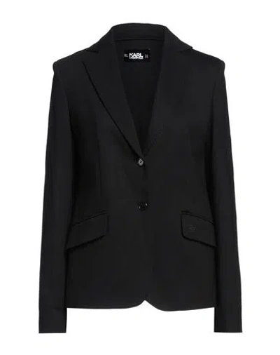 Karl Lagerfeld Woman Blazer Black Size 12 Viscose, Polyamide, Elastane, Polyester