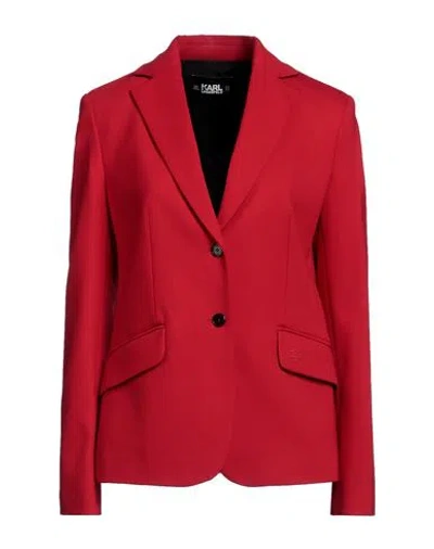 Karl Lagerfeld Woman Blazer Red Size 4 Viscose, Polyamide, Elastane In Red